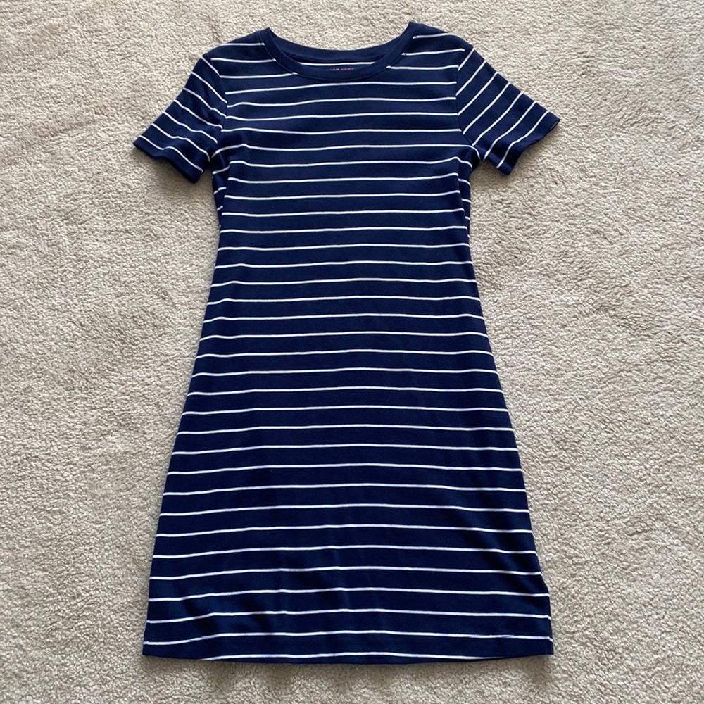 Joe Fresh Navy and White Striped Short-Sleeve Knit Dress